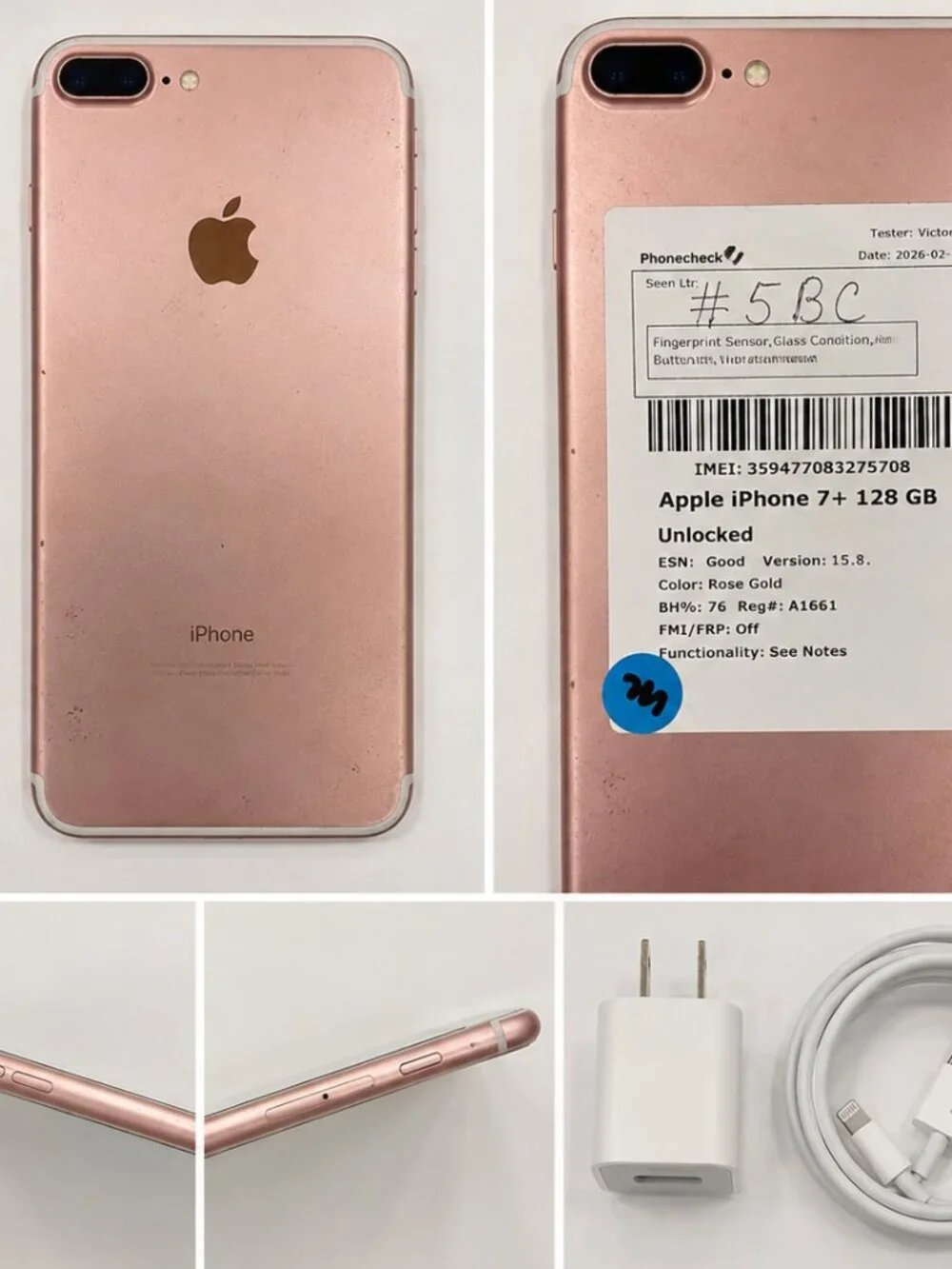 Apple iPhone 7 Plus 128GB Unlocked Rose Gold (#5 BC)
